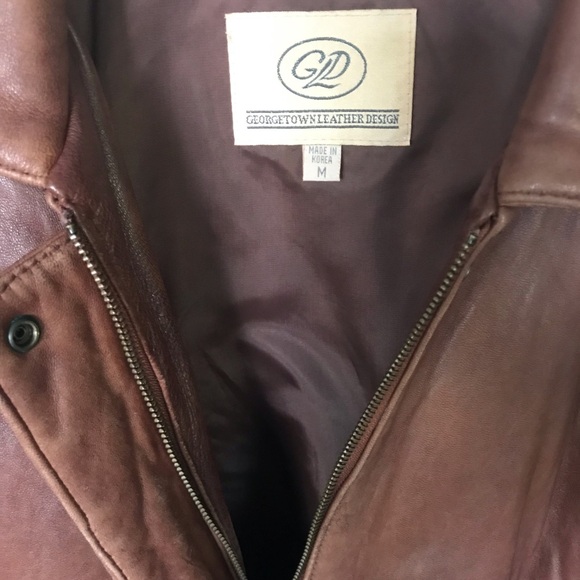 ~Georgetown Design Brown Leather Jacket~ - Picture 3 of 11